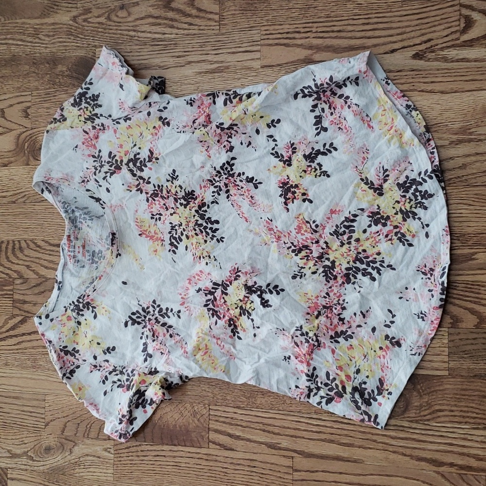 (M) Joe Fresh Floral Print Classic Colorful Cotton Slub T-Shirt Classic Fit